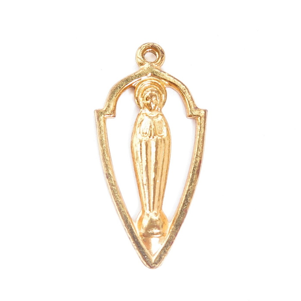 Vintage DOMINICAN‎ FATHER'S Catholic Religious Medal Featuring Mary Gold Pendant